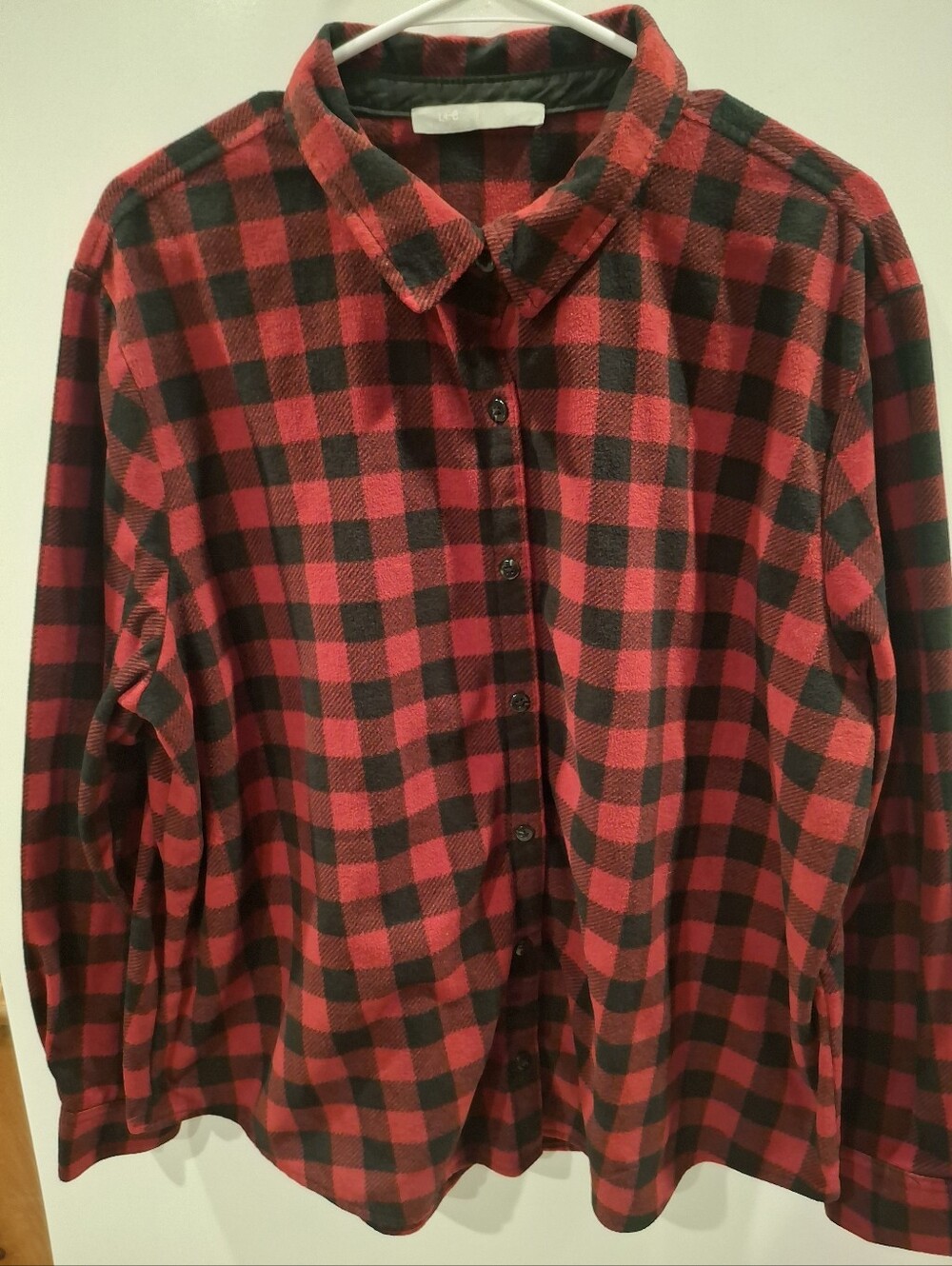 Lee Women's Red and Black Buffalo Plaid Button-Down Shirt